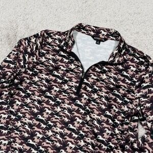 Kerrits Kids Large Plum Horse Print Quarter Zip Long Sleeve Riding Top L